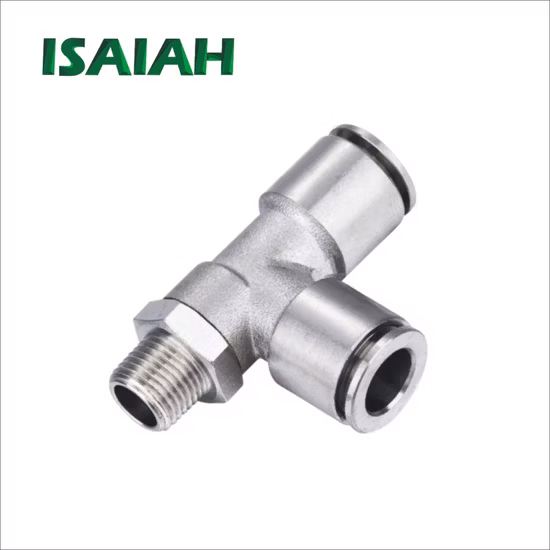 Filetage mâle à trois voies enfichable avec des fabricants de raccords pneumatiques en laiton à air à ressort