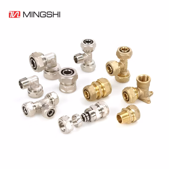 Mingshi Plumbing Materials Système de chauffage par le sol Filigrane/Acs/Aenor/Skz/Cstb/Wras Raccord Pex-Al-Pex certifié Raccords en laiton à compression droite mâle